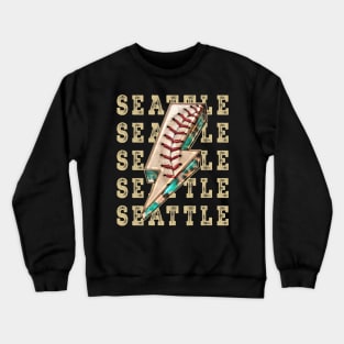 Aesthetic Design Seattle Gifts Vintage Styles Baseball Crewneck Sweatshirt